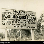 Notice outside Bagot Aboriginal Reserve